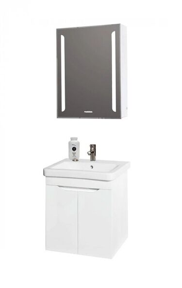 Долен PVC конзолен шкаф за баня с мивка Макена Хелиос