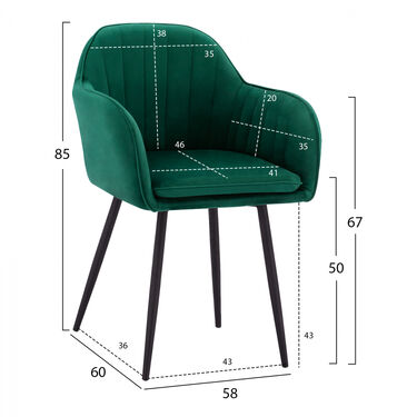 Трапезно кресло САРАС кадифе зелено