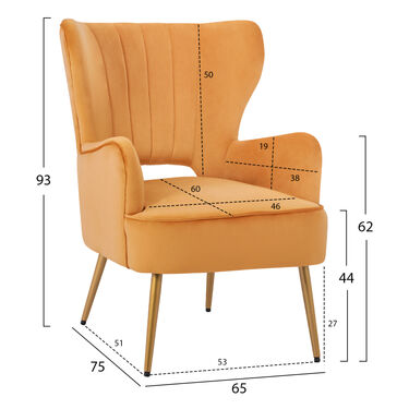 Кресло МАЙЛИ кадифе със златни крака в 3 цвята