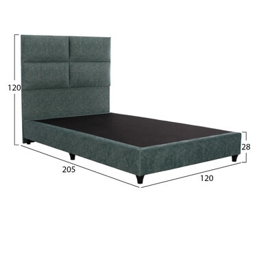 Тапицирано единично легло MILO 120x200 зелен плат тип набук