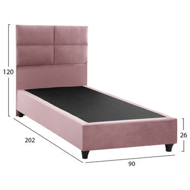 Единично легло MILO 90x200 Розово кадифе