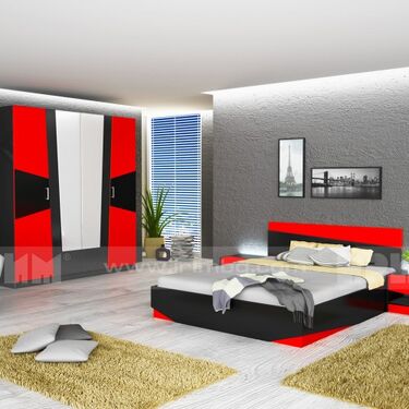 Спален комплект Росано 160x200 червено - черно