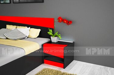 Спален комплект Росано 160x200 червено - черно