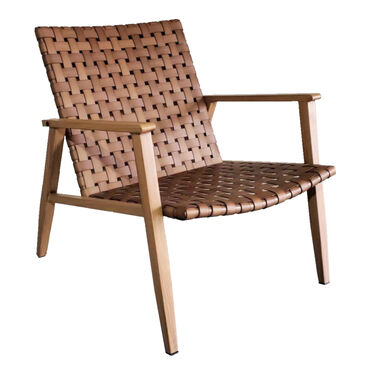 Кресло ЛИВЪР метал с ратан с вид на кафява кожа