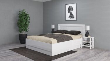 Спалня с нощни шкафчета ЛЕО 104 - 160x200 бял гланц