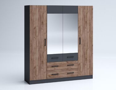 Четирикрилен гардероб с огледало Мока в 2 варианта