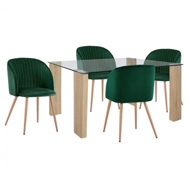 Комплект за трапезария Морган Грийн - маса с 4 кресла