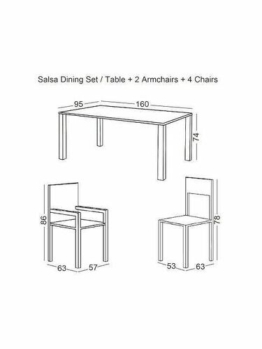 Градински комплект Салса - маса с 2 кресла и 4 стола