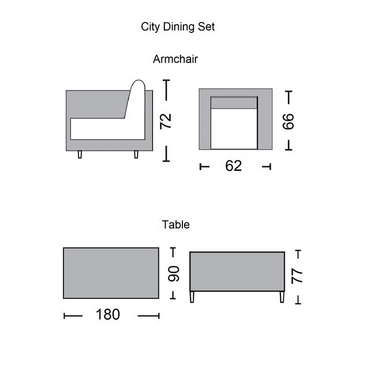 Градински комплект Сити - маса 180x90 с 6 стола