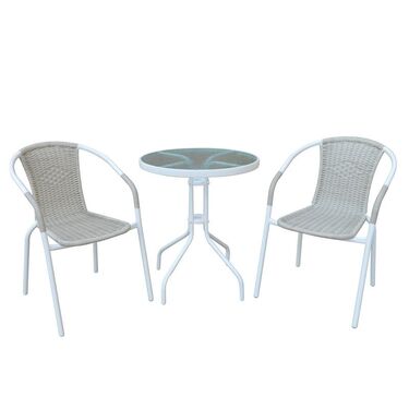 Бял комплект за градина Балено - маса с 2 стола