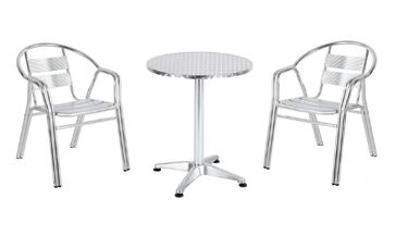 Алуминиев градински комплект ОТО - кръгла маса с 2 стола