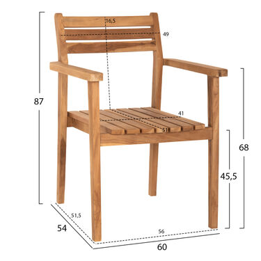 Стол тип кресло ЕРИЕТА тиково дърво масив 