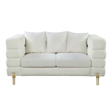 Двуместен диван МОРИС в бяло със златни крака