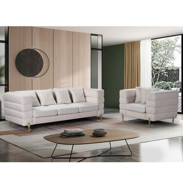 Холова гарнитура МОРИС триместен диван и фотьойл в бяло