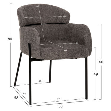 Трапезно кресло ВОЛФ букле с черни крака в 3 цвята