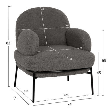 Дизайнерско кресло АГНЕС букле в 6 цвята 