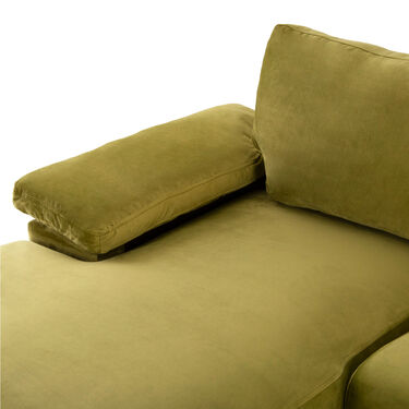 Ъглов диван ЕМИЛИЯ кадифе в маслинено зелен цвят лява лежанка