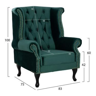  Кресло Полина 2 кадифе тип Честърфийлд в 2 цвята