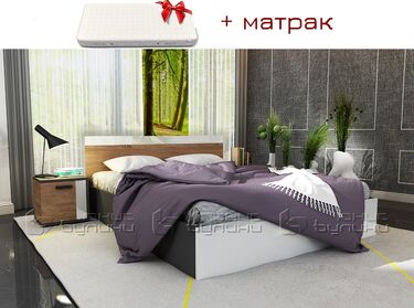 Спално легло с 2 нощни шкафчета МАТЕРА с матрак 160x200