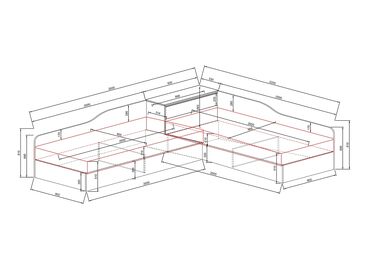 Ъглови легла с ракла и повдигащ механизъм Сити 2043 90x200 в 2 цвята