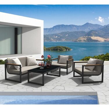 Градински алуминиев комплект КОРДОБА диван, фотьойли и маса