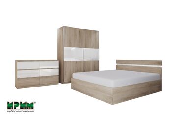 Комплект за спалня СИТИ 7083 с матрак 180x200 Сонома Арвен - бяло ​