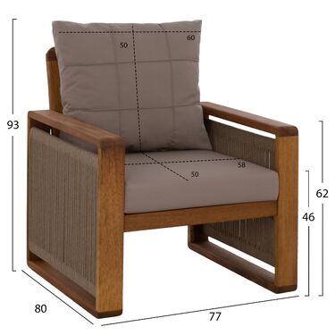 Градински комплект РОУПИ диван, 2 фотьойла и маса