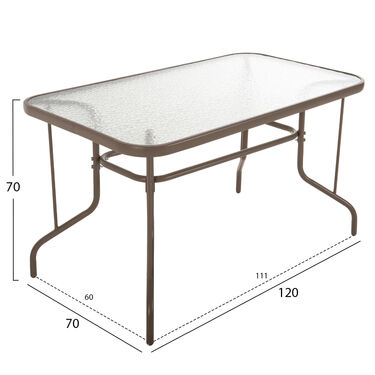 Градинска маса със стъклен плот АДАМ 120x70