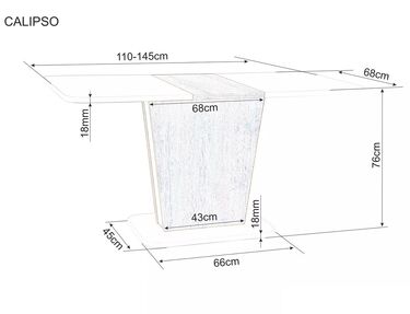 Трапезна маса разтегателна Калипсо бял мат - бетон​