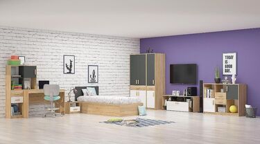 Единично легло Сидни М13 90x200 дъб сонома - антрацит