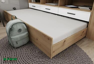 Двуетажно легло сандвич Сити 5052 90x200 дъб артисан - бял гланц