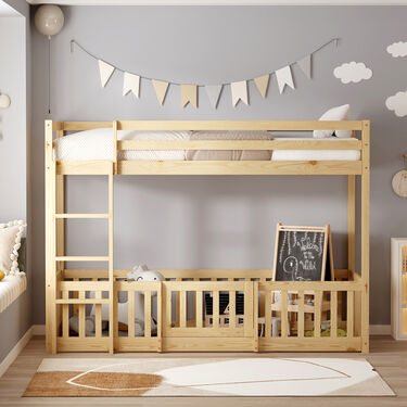 Двуетажно легло с кът за игра   матрак 90 х190 см  PLAYKID  в 2 цвята 