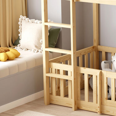 Двуетажно легло с кът за игра   матрак 90 х190 см  PLAYKID  в 2 цвята 