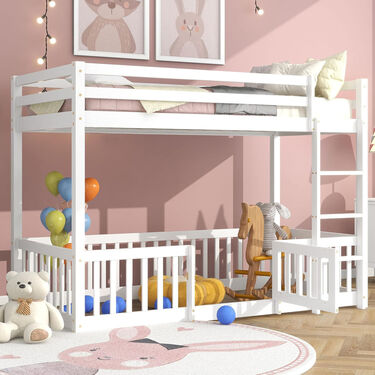 Двуетажно легло с кът за игра   матрак 90 х190 см  PLAYKID  в 2 цвята 