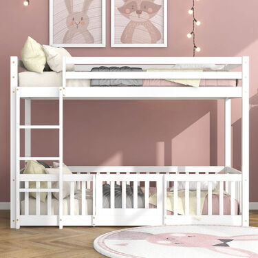 Двуетажно легло с кът за игра   матрак 90 х190 см  PLAYKID  в 2 цвята 