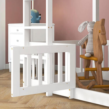 Двуетажно легло с кът за игра   матрак 90 х190 см  PLAYKID  в 2 цвята 