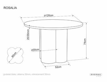 Кръгла трапезна маса РОЗАЛИЯ Ф120 в 2 цвята