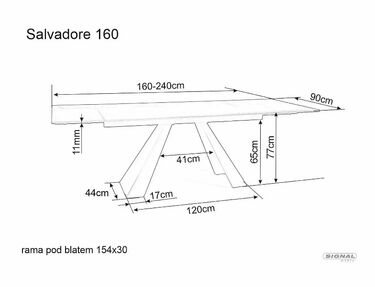 Разтегателна трапезна маса САЛВАДОР 160-240Х90Х77 см