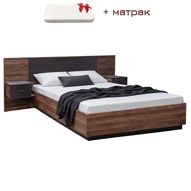 Спално легло с нощни шкафчета КЕРИС + двулицев матрак 160x200