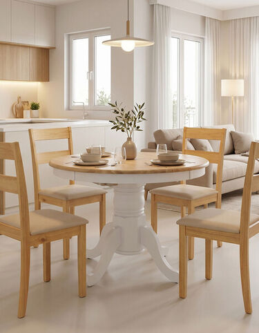 Трапезен комплект маса ДАЛАН 100-138x100x75 см + 4 стола