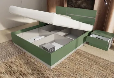 Спалня с нощни шкафчета Сити 7094 - 160x200 опушено зелено - кашмир