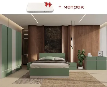 Комплект за спалня Сити 7094 + Сити 1050 + Сити 3098 с матрак 160x200